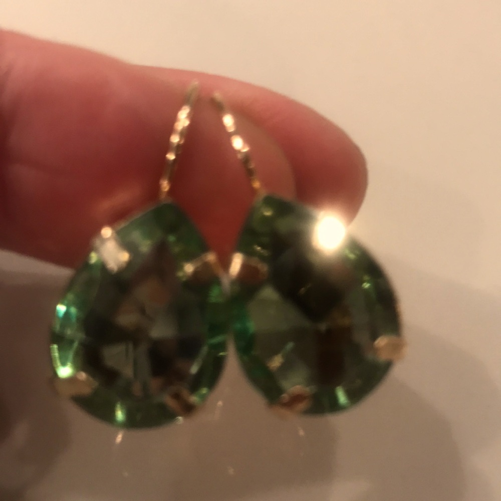 Sworovski Green Angelina Jolie Style Pierced Earrings